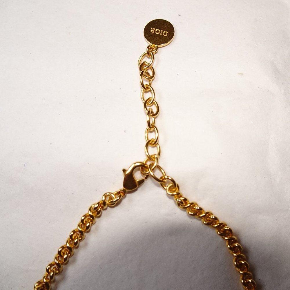 Dior J'Adior Hand Heart Crystal Gold Chain Necklace - Picture 4 of 13